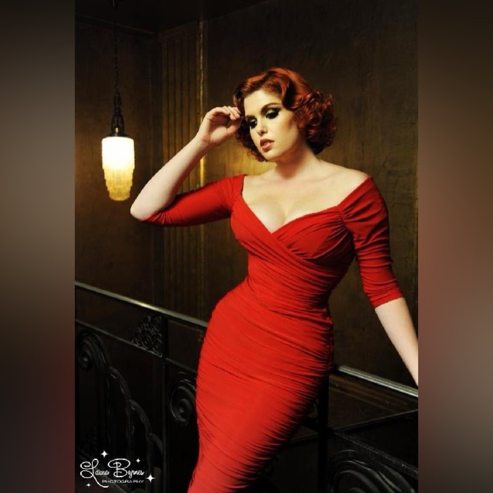 Laura Byrne Monica Wiggle Dress Pinup Girl Clothing